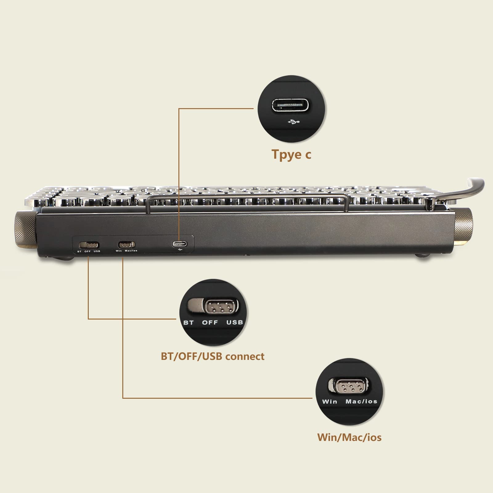 Amazon | タイプライター型 レトロ メカニカルキーボード LEDバック